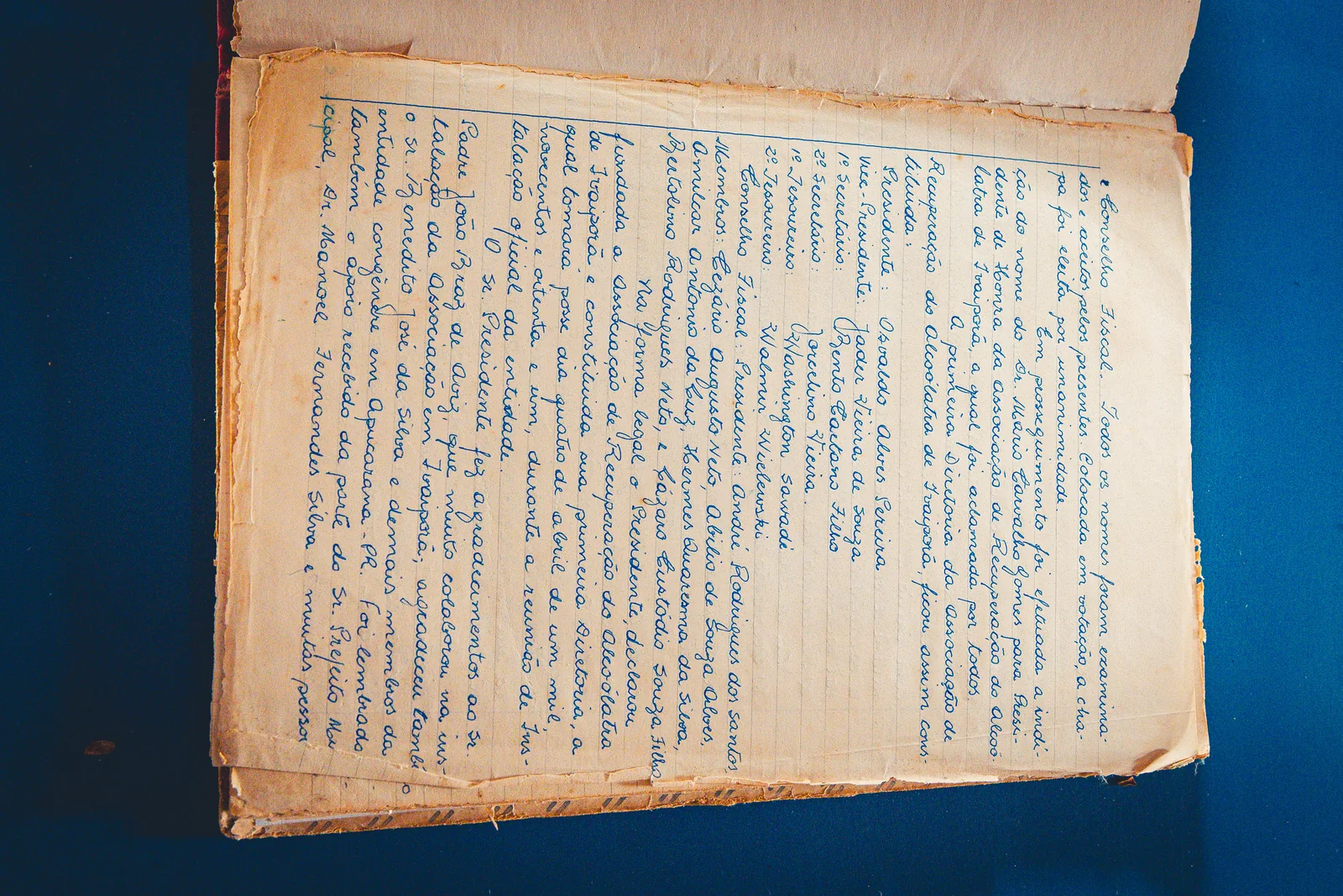 Página do livro de atas histórico da ARA